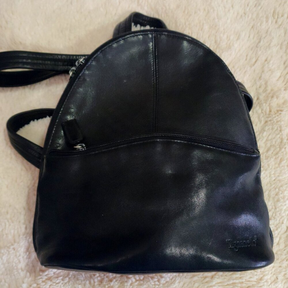 Tignanello Small Black Genuine Leather Backpack Size 10x10x4